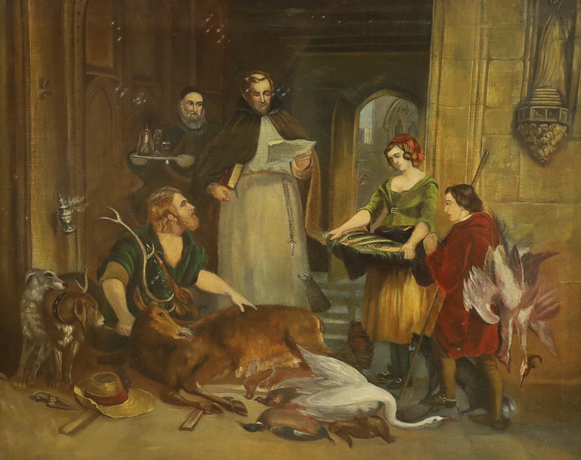 Victorian School, oil on canvas, 'After the stag hunt'